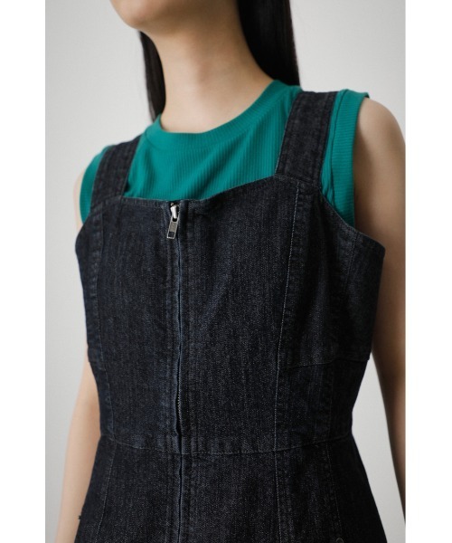 AZUL by moussy（アズールバイマウジー）の「ZIP UP JUMPER DRESS/ジップアップジャンパードレス（ワンピース・レディース・ダークブルー/ブラック/ライム・SMALL/MEDIUM）」の10枚目の写真