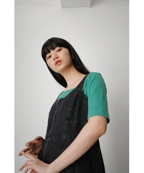 AZUL by moussy（アズールバイマウジー）の「ZIP UP JUMPER DRESS/ジップアップジャンパードレス（ワンピース・レディース・ダークブルー/ブラック/ライム・SMALL/MEDIUM）」の14枚目の写真