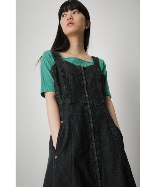 AZUL by moussy（アズールバイマウジー）の「ZIP UP JUMPER DRESS/ジップアップジャンパードレス（ワンピース・レディース・ダークブルー/ブラック/ライム・SMALL/MEDIUM）」の13枚目の写真