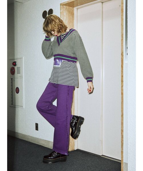 jouetie(ジュエティ)の「フリンジアシメウエストデニム(デニムパンツ・レディース・ライトブルー/ブラック/パープル・SMALL/MEDIUM)」の7枚目の写真