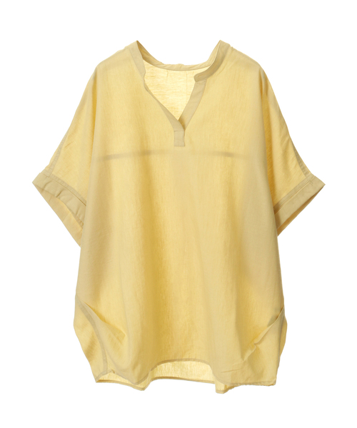 SOFFITTO（ソフィット）の「フレンチリネンバンドカラーブラウス【取り扱い店舗限定】（シャツ/ブラウス・レディース・ブラック/キャメル/オレンジ/レモンイエロー/グリーン/ストライプ/カーキ/オフホワイト・L/M）」の6枚目の写真