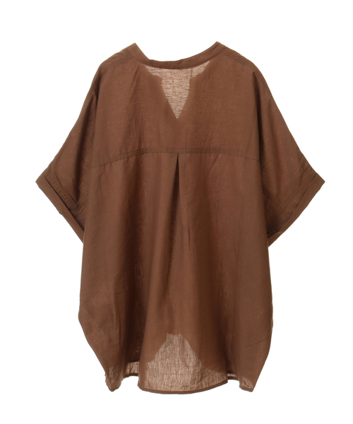 SOFFITTO（ソフィット）の「フレンチリネンバンドカラーブラウス【取り扱い店舗限定】（シャツ/ブラウス・レディース・ブラック/キャメル/オレンジ/レモンイエロー/グリーン/ストライプ/カーキ/オフホワイト・L/M）」の9枚目の写真