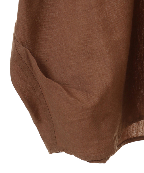 SOFFITTO（ソフィット）の「フレンチリネンバンドカラーブラウス【取り扱い店舗限定】（シャツ/ブラウス・レディース・ブラック/キャメル/オレンジ/レモンイエロー/グリーン/ストライプ/カーキ/オフホワイト・L/M）」の13枚目の写真