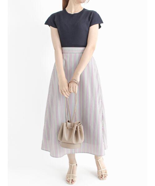 Te chichi(テチチ)の「織り柄ストライプフレアスカート(スカート・レディース・ネイビー/ブラウン・SMALL/MEDIUM)」の13枚目の写真
