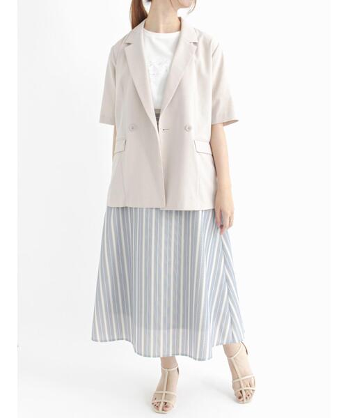 Te chichi(テチチ)の「織り柄ストライプフレアスカート(スカート・レディース・ネイビー/ブラウン・SMALL/MEDIUM)」の14枚目の写真