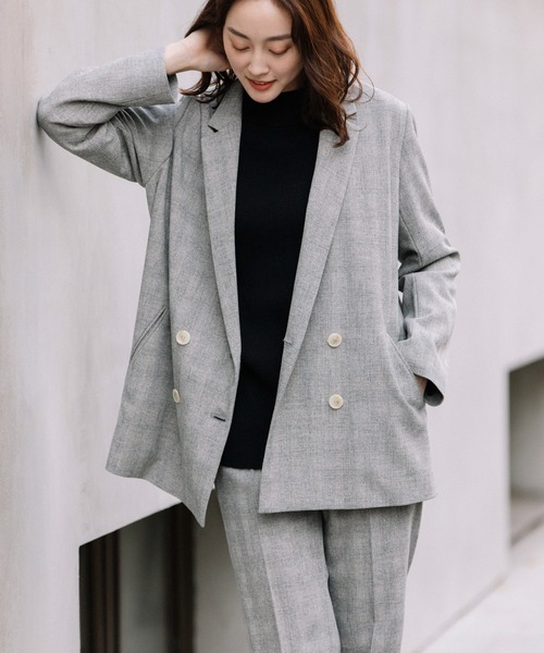 Munich（ミューニック）の「リラックスツイードストレッチチェックジャケット（テーラードジャケット・レディース・ブラック/ブラウン/グレー・S/XS）」の12枚目の写真