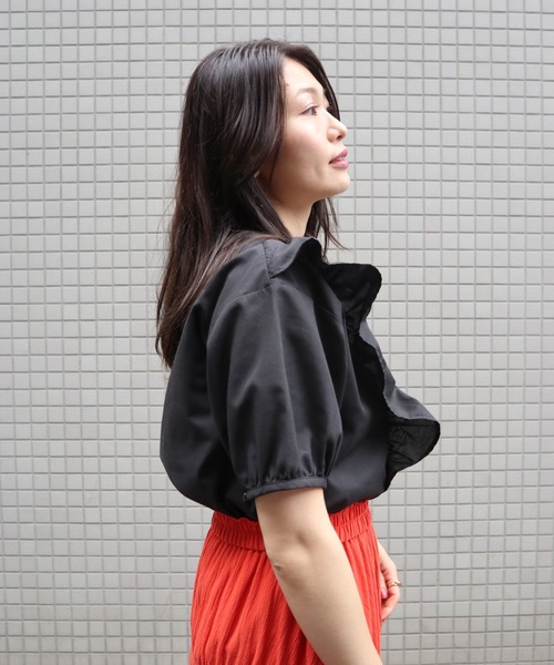 Brownie(ブラウニー)の「Brownie Vレースフリルブラウス(シャツ/ブラウス・レディース・ホワイト/ブラック/サックスブルー/オレンジ/グリーン・FREE)」の13枚目の写真