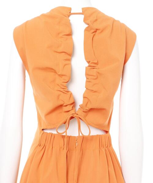 INGNI（イング）の「リネンライクBACKオープンノースリ／ワンピース（ワンピース・レディース・ブラック/オレンジ/ライトベージュ・M）」の10枚目の写真