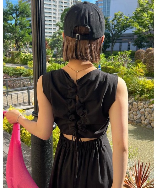 INGNI（イング）の「リネンライクBACKオープンノースリ／ワンピース（ワンピース・レディース・ブラック/オレンジ/ライトベージュ・M）」の21枚目の写真