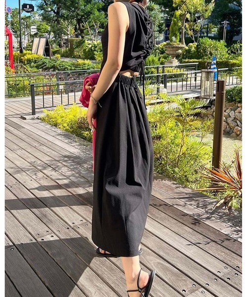 INGNI（イング）の「リネンライクBACKオープンノースリ／ワンピース（ワンピース・レディース・ブラック/オレンジ/ライトベージュ・M）」の22枚目の写真