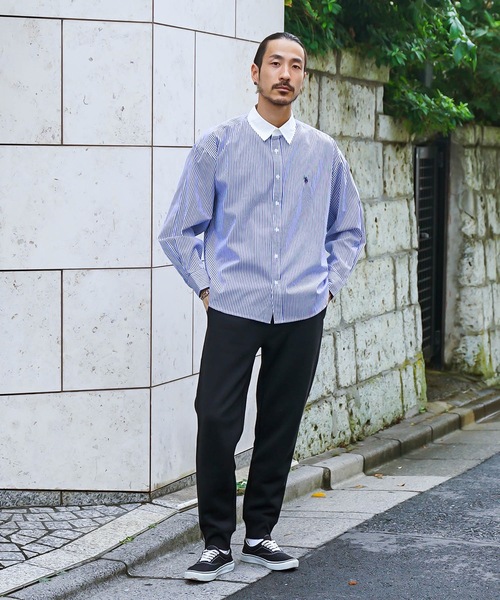 U.S. POLO ASSN.（ユーエスポロアッスン）の「【U.S.POLO ASSN. /ユーエスポロアッスン】別注 ワンポイント刺繍 ビッグシルエット 　チェック　ストライプ　シャツ（シャツ/ブラウス・メンズ・インディゴブルー/チャコールグレー/ブラック/ホワイト/ブルー・MEDIUM/LARGE）」の15枚目の写真