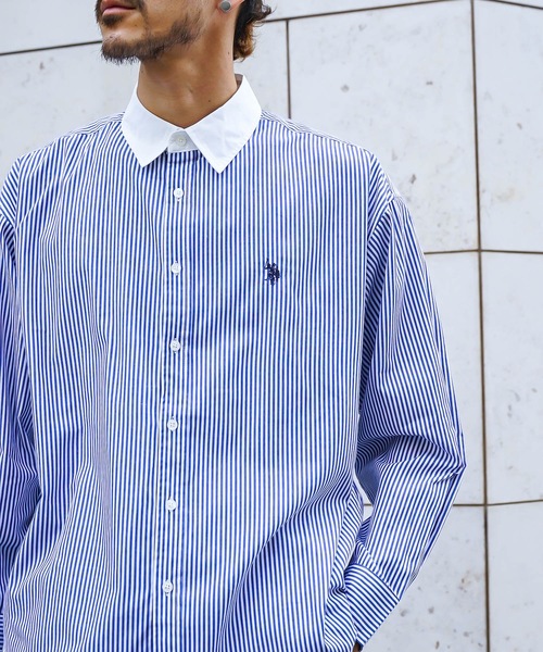 U.S. POLO ASSN.（ユーエスポロアッスン）の「【U.S.POLO ASSN. /ユーエスポロアッスン】別注 ワンポイント刺繍 ビッグシルエット 　チェック　ストライプ　シャツ（シャツ/ブラウス・メンズ・インディゴブルー/チャコールグレー/ブラック/ホワイト/ブルー・MEDIUM/LARGE）」の22枚目の写真