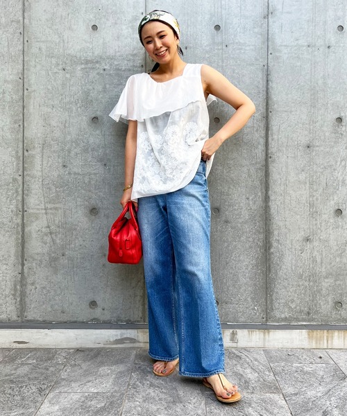 Luftrobe（ルフトローブ）の「《Luftrobe》刺繍レースアシメブラウス（シャツ/ブラウス・レディース・ブラック/オフホワイト・9号）」の7枚目の写真