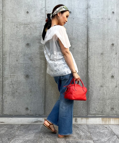 Luftrobe（ルフトローブ）の「《Luftrobe》刺繍レースアシメブラウス（シャツ/ブラウス・レディース・ブラック/オフホワイト・9号）」の5枚目の写真