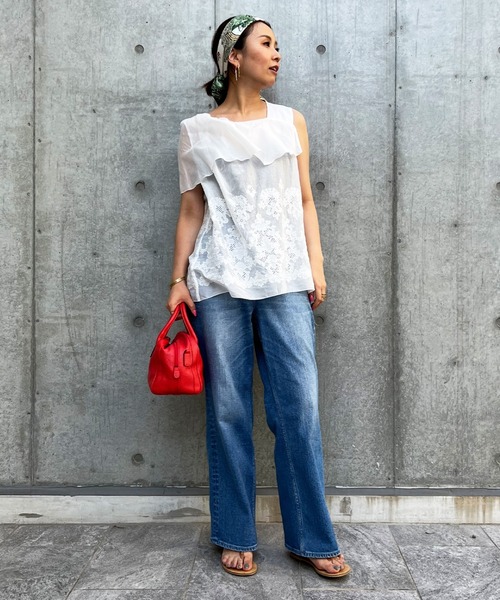 Luftrobe（ルフトローブ）の「《Luftrobe》刺繍レースアシメブラウス（シャツ/ブラウス・レディース・ブラック/オフホワイト・9号）」の9枚目の写真