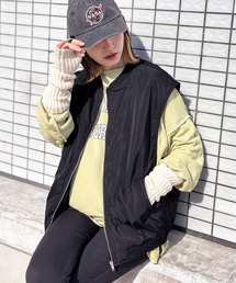 Java | 《JaVa ジャバコラボ》毎日着たい！バックギャザー中綿ミリタリーベスト(ダウンベスト)