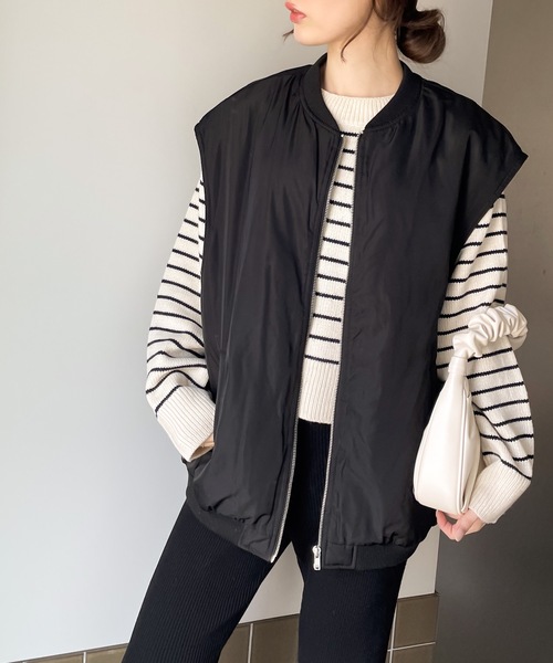 Java（ジャバ）の「《JaVa ジャバコラボ》毎日着たい！バックギャザー中綿ミリタリーベスト（ダウンベスト・レディース・ブラック/カーキ/モカ/ベージュ系その他・MEDIUM/LARGE/X-LARGE）」の7枚目の写真