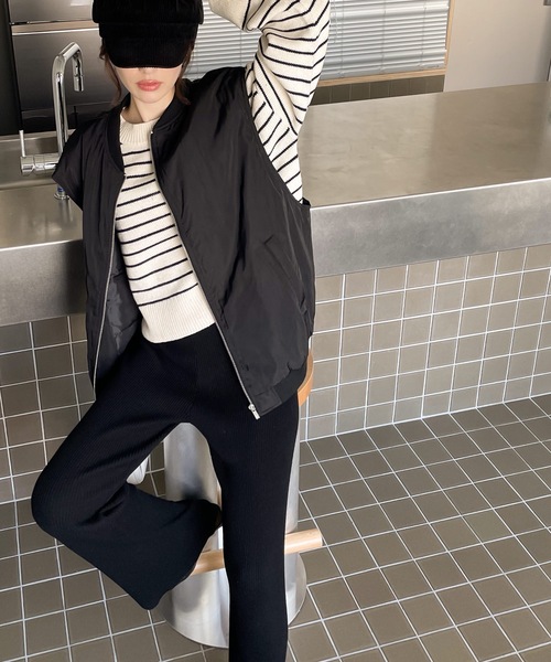 Java（ジャバ）の「《JaVa ジャバコラボ》毎日着たい！バックギャザー中綿ミリタリーベスト（ダウンベスト・レディース・ブラック/カーキ/モカ/ベージュ系その他・MEDIUM/LARGE/X-LARGE）」の9枚目の写真