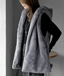 rps | フェイクファーフードベスト(ベスト)