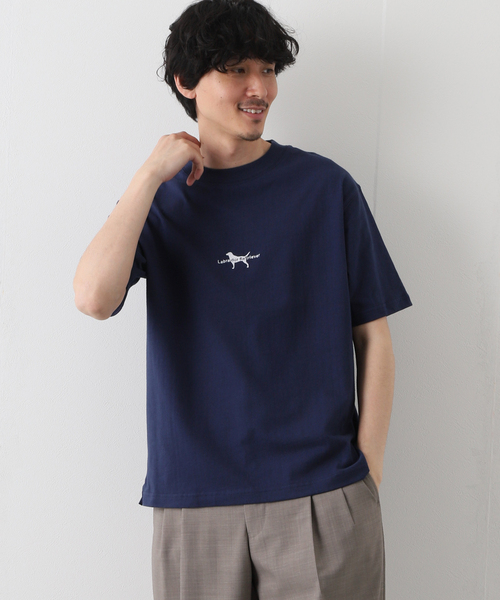 417 EDIFICE(フォーワンセブンエディフィス)の「【Labrador Retriever / ラブラドールリトリーバー】MINI LOGO EMBROIDERY Tシャツ(Tシャツ/カットソー・メンズ・ホワイト/ネイビー/グレー/グリーン・MEDIUM/LARGE)」の4枚目の写真