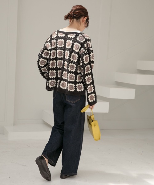 GLOBAL WORK（グローバルワーク）の「グラニーカーディガン/295793（カーディガン/ボレロ・レディース・ブラック/オフホワイト/ブルー系その他6・FREE）」の8枚目の写真