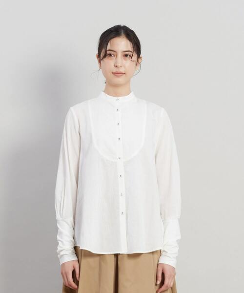 conges payes ADIEU TRISTESSE（コンジェ ペイエ アデュートリステス）の「ドビーチェックブラウス（シャツ/ブラウス・レディース・ホワイト/ライトグレー/チャコール・38）」の8枚目の写真