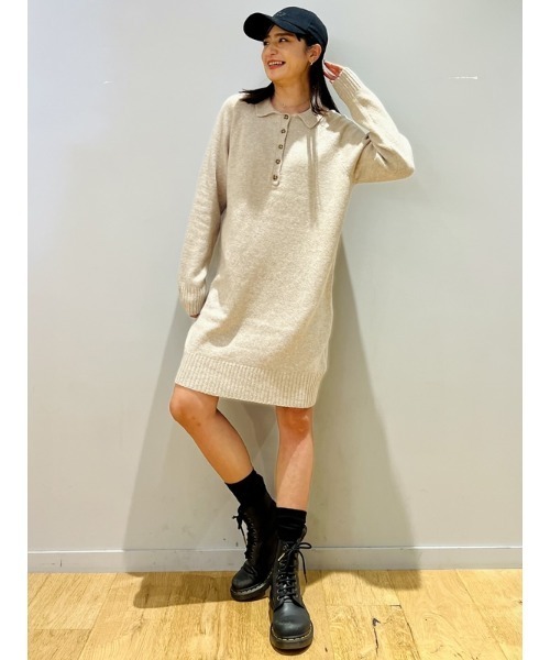 GAP(ギャップ)の「CashSoft カシミヤタッチ ポロミニワンピース(ワンピース・レディース・ブラック/ブラウン/ベージュ・L/XS/S/M/XXS/XL)」の11枚目の写真