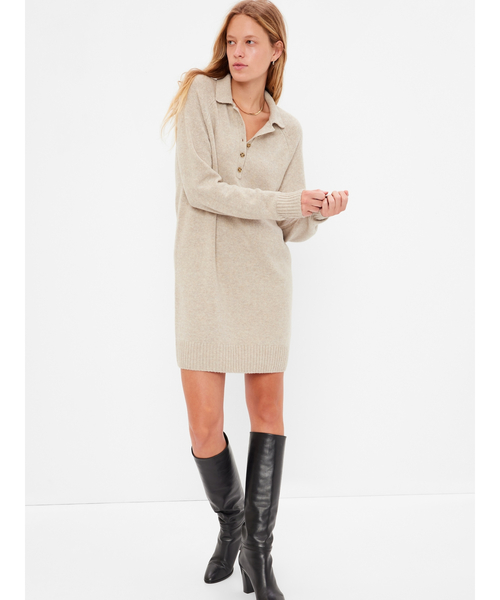 GAP(ギャップ)の「CashSoft カシミヤタッチ ポロミニワンピース(ワンピース・レディース・ブラック/ブラウン/ベージュ・L/XS/S/M/XXS/XL)」の16枚目の写真