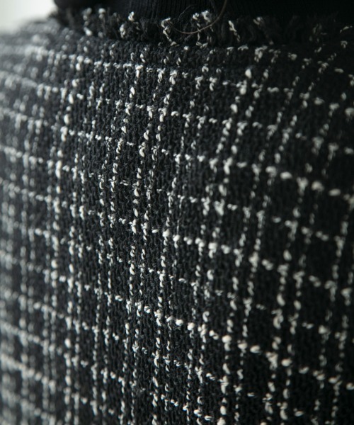 M.deux(エムドゥ)の「ノーカラーツイードジレ(ノーカラージャケット・レディース・ブラック/オフホワイト・MEDIUM)」の10枚目の写真