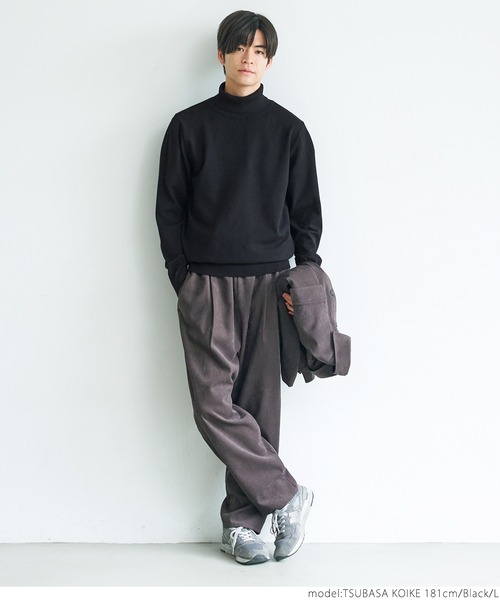 coca(coca)(コカ)の「【WEB限定セール】メンズスリムタートルネックニット(ニット/セーター・メンズ・アイボリー/ブラック・M/L/XL)」の4枚目の写真