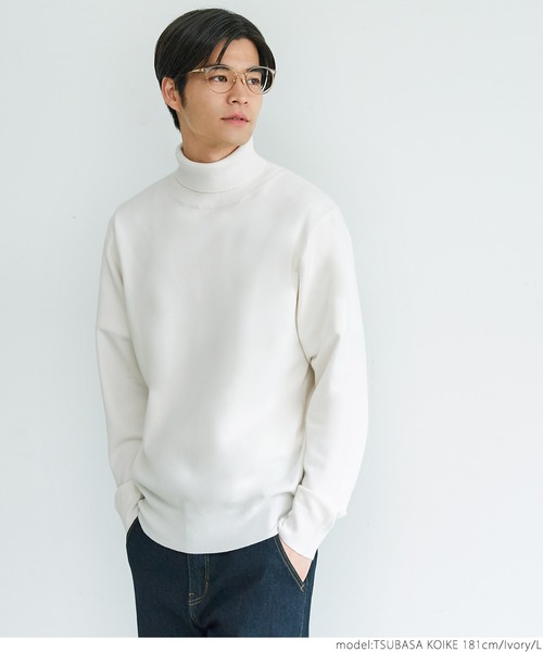 coca(coca)(コカ)の「【WEB限定セール】メンズスリムタートルネックニット(ニット/セーター・メンズ・アイボリー/ブラック・M/L/XL)」の12枚目の写真