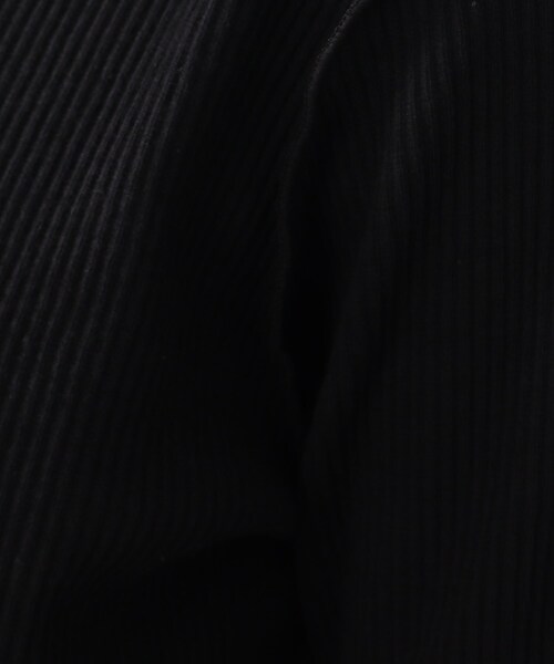 DRESKIP（ドレスキップ）の「◆【フェミニンにも、レイヤードにも活躍！】リブハイネック メロートップス（Tシャツ/カットソー・レディース・ブラック/オフホワイト/グリーン/ホワイト系3・02/03）」の5枚目の写真