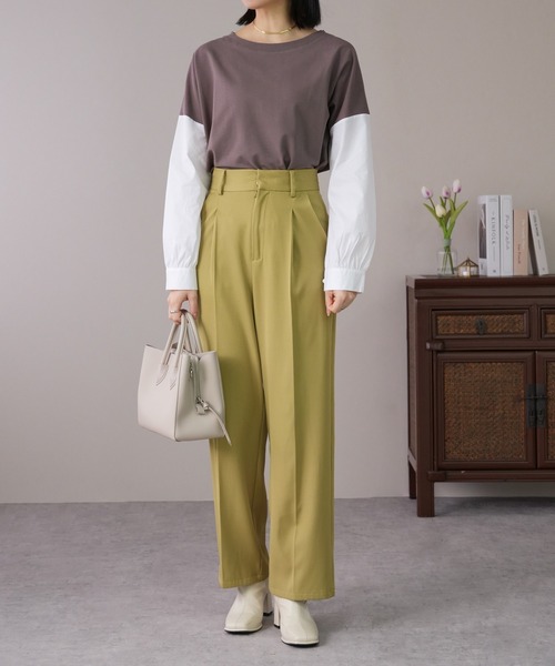 IAMUSE(アイアミューズ)の「【1枚でレイヤー風】袖ドッキングカットソー S0430【IAMUSE】(Tシャツ/カットソー・レディース・ブラウン/ブラック/ブラック系/ホワイト系/グレー・FREE)」の11枚目の写真