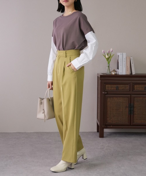 IAMUSE(アイアミューズ)の「【1枚でレイヤー風】袖ドッキングカットソー S0430【IAMUSE】(Tシャツ/カットソー・レディース・ブラウン/ブラック/ブラック系/ホワイト系/グレー・FREE)」の10枚目の写真