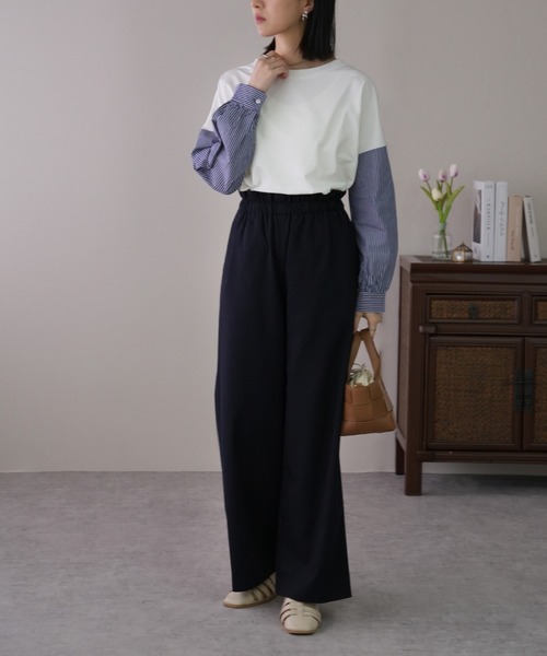 IAMUSE(アイアミューズ)の「【1枚でレイヤー風】袖ドッキングカットソー S0430【IAMUSE】(Tシャツ/カットソー・レディース・ブラウン/ブラック/ブラック系/ホワイト系/グレー・FREE)」の22枚目の写真