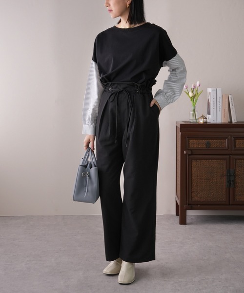 IAMUSE(アイアミューズ)の「【1枚でレイヤー風】袖ドッキングカットソー S0430【IAMUSE】(Tシャツ/カットソー・レディース・ブラウン/ブラック/ブラック系/ホワイト系/グレー・FREE)」の16枚目の写真