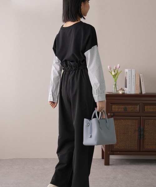 IAMUSE(アイアミューズ)の「【1枚でレイヤー風】袖ドッキングカットソー S0430【IAMUSE】(Tシャツ/カットソー・レディース・ブラウン/ブラック/ブラック系/ホワイト系/グレー・FREE)」の15枚目の写真