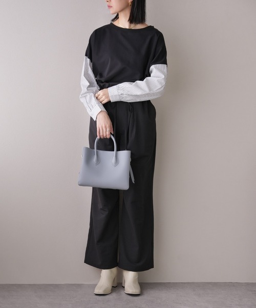 IAMUSE(アイアミューズ)の「【1枚でレイヤー風】袖ドッキングカットソー S0430【IAMUSE】(Tシャツ/カットソー・レディース・ブラウン/ブラック/ブラック系/ホワイト系/グレー・FREE)」の14枚目の写真