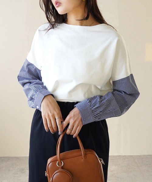 IAMUSE(アイアミューズ)の「【1枚でレイヤー風】袖ドッキングカットソー S0430【IAMUSE】(Tシャツ/カットソー・レディース・ブラウン/ブラック/ブラック系/ホワイト系/グレー・FREE)」の20枚目の写真
