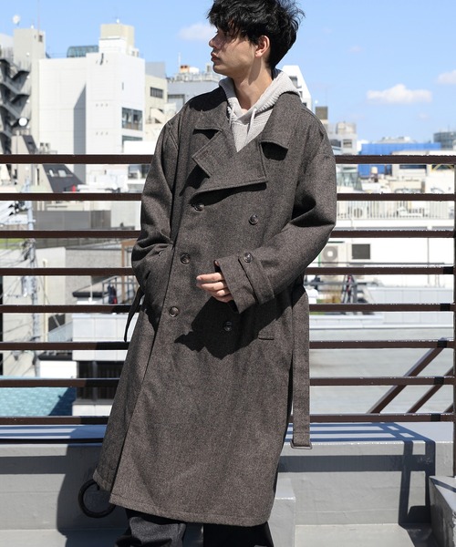 ８(eight)（エイト）の「ウールトレンチコート（トレンチコート・メンズ・その他/グレー系その他/グレイッシュベージュ/ブラック・MEDIUM/LARGE）」の4枚目の写真
