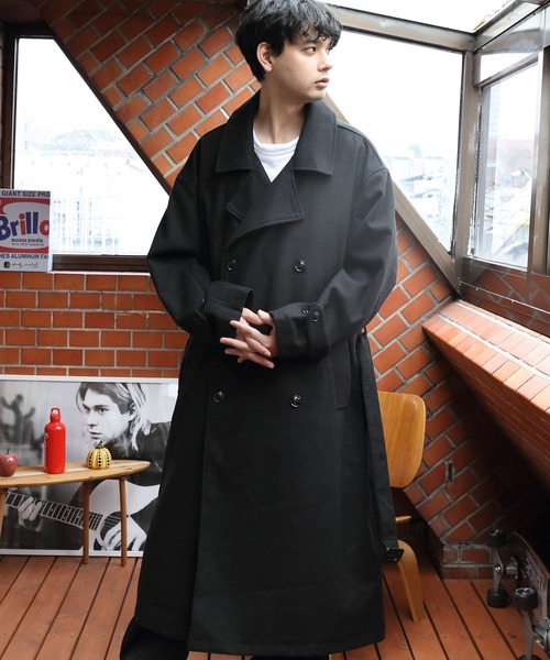 ８(eight)（エイト）の「ウールトレンチコート（トレンチコート・メンズ・その他/グレー系その他/グレイッシュベージュ/ブラック・MEDIUM/LARGE）」の2枚目の写真