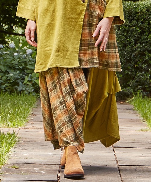 チャイハネ(チャイハネ)の「【チャイハネ】チェックラースカート(スカート・レディース・グレー/イエロー/ブルー・FREE)」の1枚目の写真