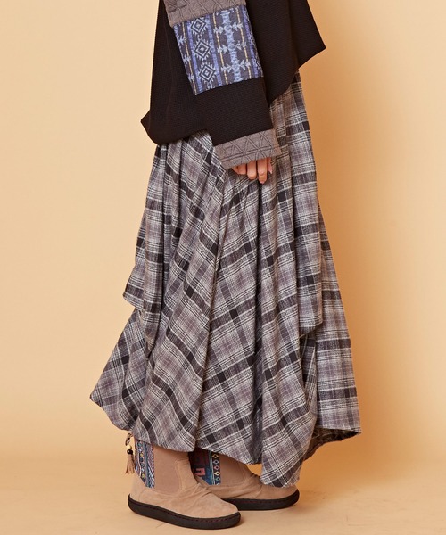 チャイハネ(チャイハネ)の「【チャイハネ】チェックラースカート(スカート・レディース・グレー/イエロー/ブルー・FREE)」の8枚目の写真