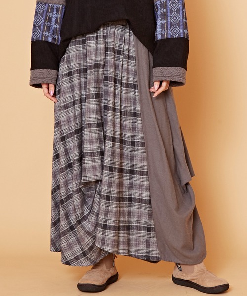 チャイハネ(チャイハネ)の「【チャイハネ】チェックラースカート(スカート・レディース・グレー/イエロー/ブルー・FREE)」の9枚目の写真