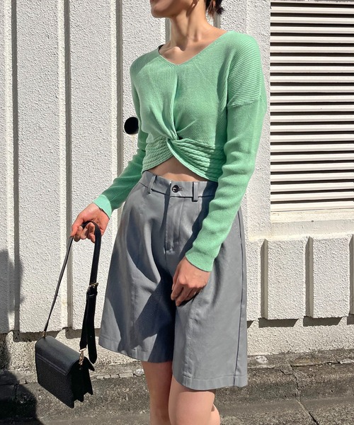 Jewelobe（ジュエローブ）の「フロントノットクロップドニット（ニット/セーター・レディース・ブラック/アイボリー/グリーン/ホワイト・FREE）」の17枚目の写真