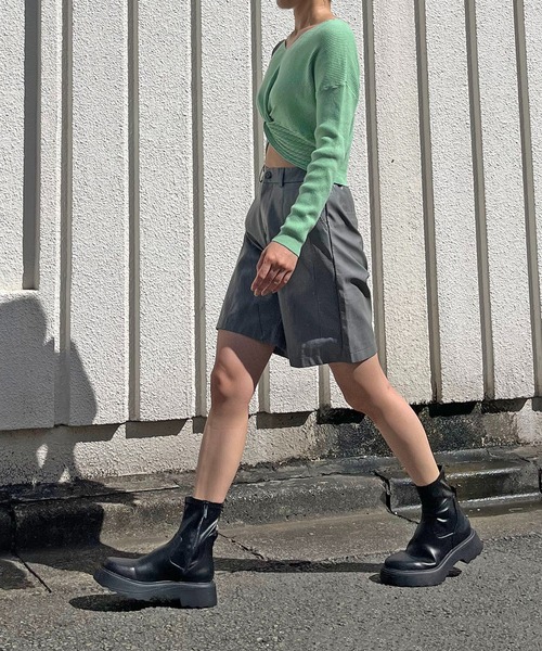 Jewelobe（ジュエローブ）の「フロントノットクロップドニット（ニット/セーター・レディース・ブラック/アイボリー/グリーン/ホワイト・FREE）」の20枚目の写真