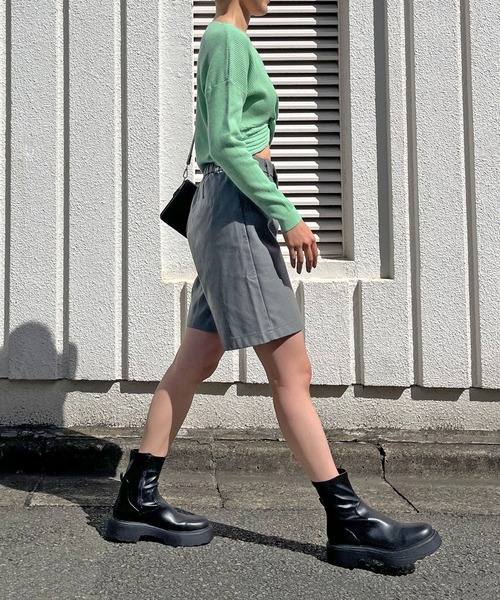 Jewelobe（ジュエローブ）の「フロントノットクロップドニット（ニット/セーター・レディース・ブラック/アイボリー/グリーン/ホワイト・FREE）」の21枚目の写真