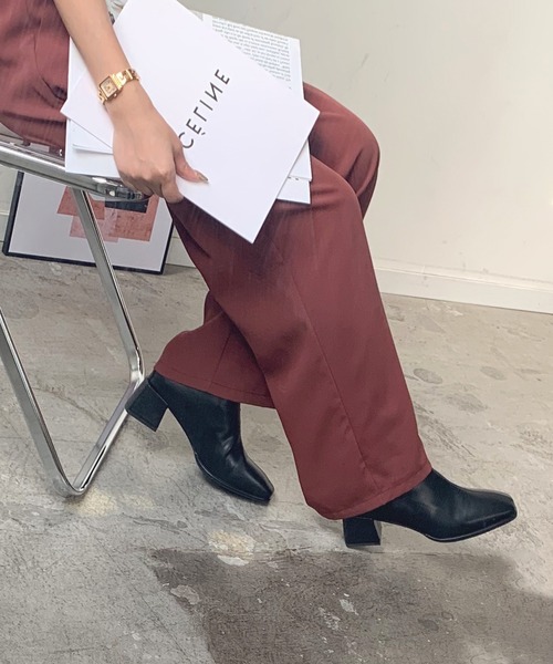 Futier land(フューティアランド)の「スクエアトゥオーバーヒールブーツ(ブーツ・レディース・キャメル/ブラウン/ブラック/アイボリー/グレイッシュベージュ・36/37/38/39/40)」の7枚目の写真