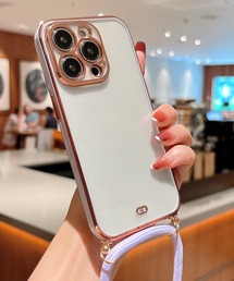 TeddyShop | 【iPhone14用】サイドカラークリアネックストラップ付ケース(スマホケース/カバー)