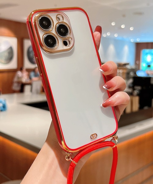 TeddyShop（テディショップ）の「【iPhone14用】サイドカラークリアネックストラップ付ケース（スマホケース/カバー・メンズ・ホワイト/パープル/ブラック/レッド/ピンク/グリーン・ONE SIZE）」の6枚目の写真